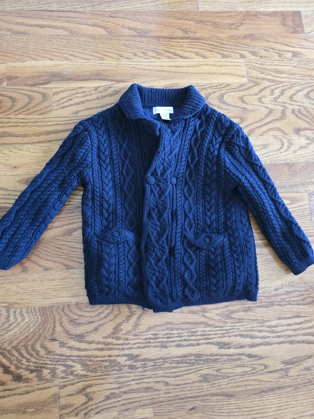 Ralph Lauren Dark Blue Cable Knit Shawl Collar Sweater